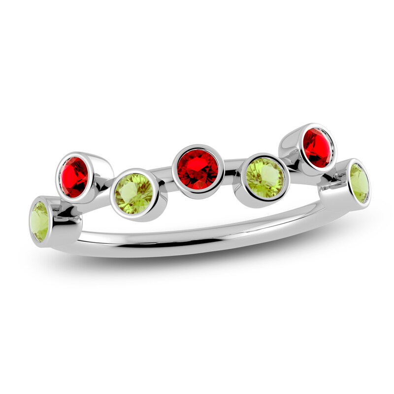 Main Image 1 of Juliette Maison Natural Ruby & Natural Peridot Ring 10K White Gold