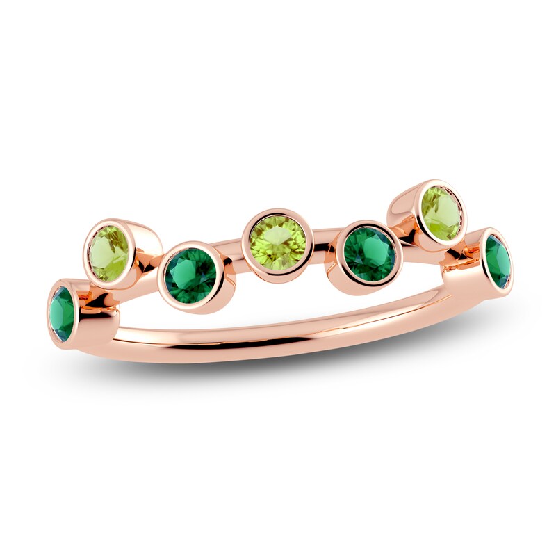 Main Image 1 of Juliette Maison Natural Emerald & Natural Peridot Ring 10K Rose Gold