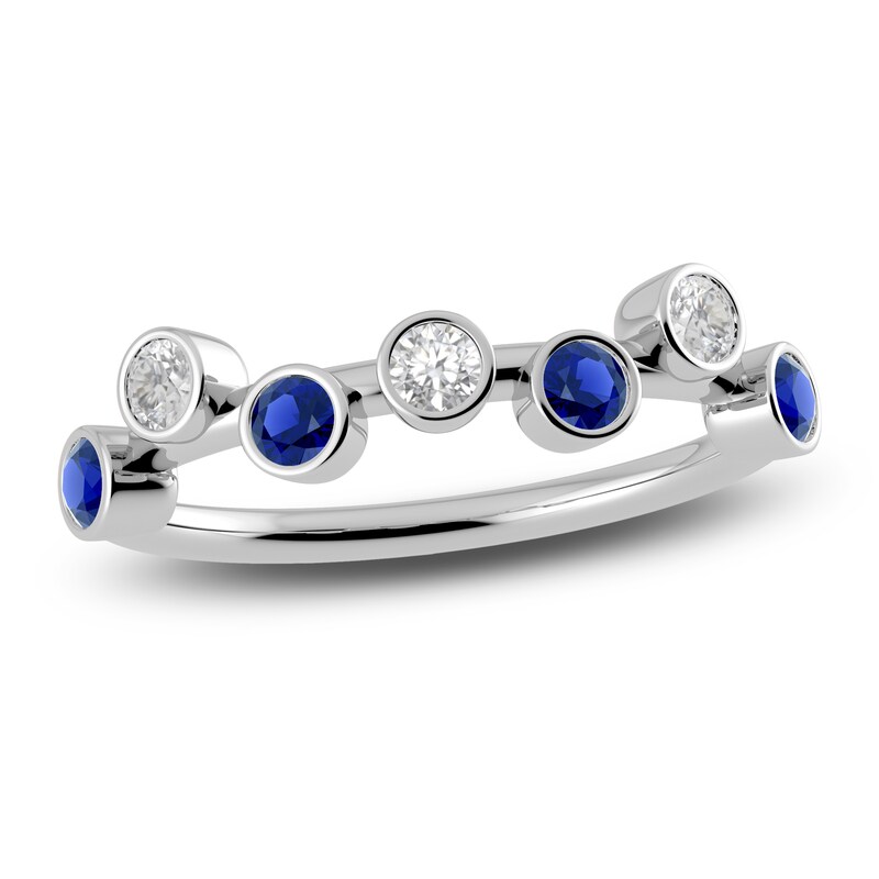 Main Image 1 of Juliette Maison Natural White Sapphire & Natural Blue Sapphire Ring 10K White Gold