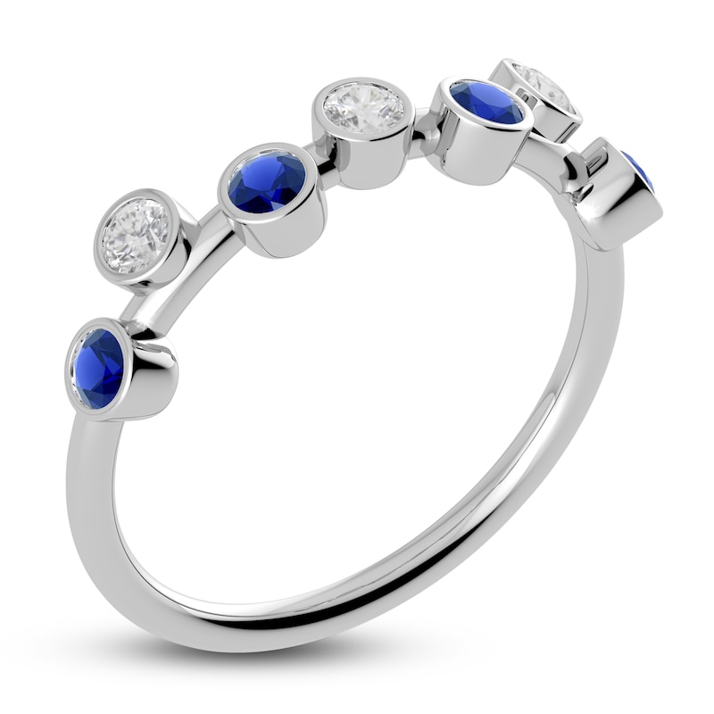 Main Image 2 of Juliette Maison Natural White Sapphire & Natural Blue Sapphire Ring 10K White Gold