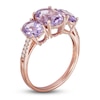 Thumbnail Image 2 of Natural Pink Quartz 3-Stone Ring 1/20ct tw Diamonds 10K Rose Gold