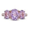 Thumbnail Image 3 of Natural Pink Quartz 3-Stone Ring 1/20ct tw Diamonds 10K Rose Gold