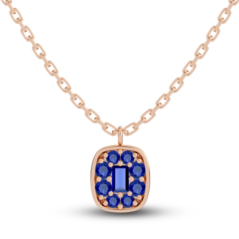 Main Image 1 of Juliette Maison Natural Blue Sapphire Pendant Necklace 10K Rose Gold
