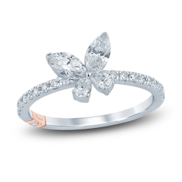 Pnina Tornai Diamond Butterfly Ring 3/4 ct tw Pear/Marquise/ Round 14K White Gold