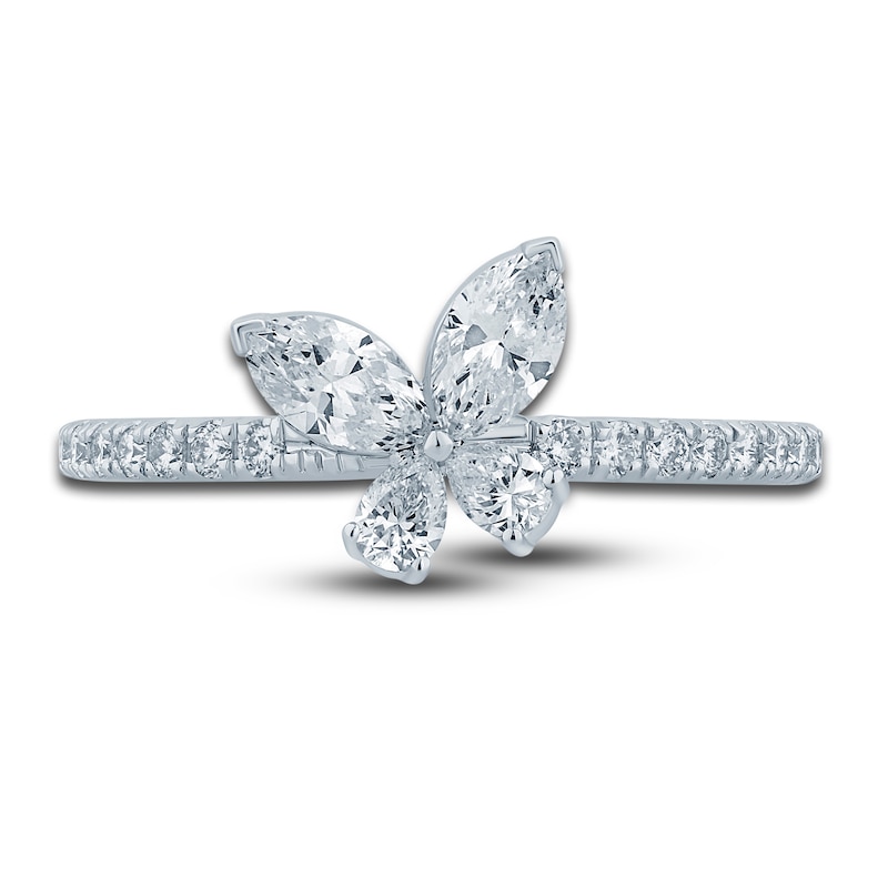 Pnina Tornai Diamond Butterfly Ring 3/4 ct tw Pear/Marquise/ Round 14K White Gold