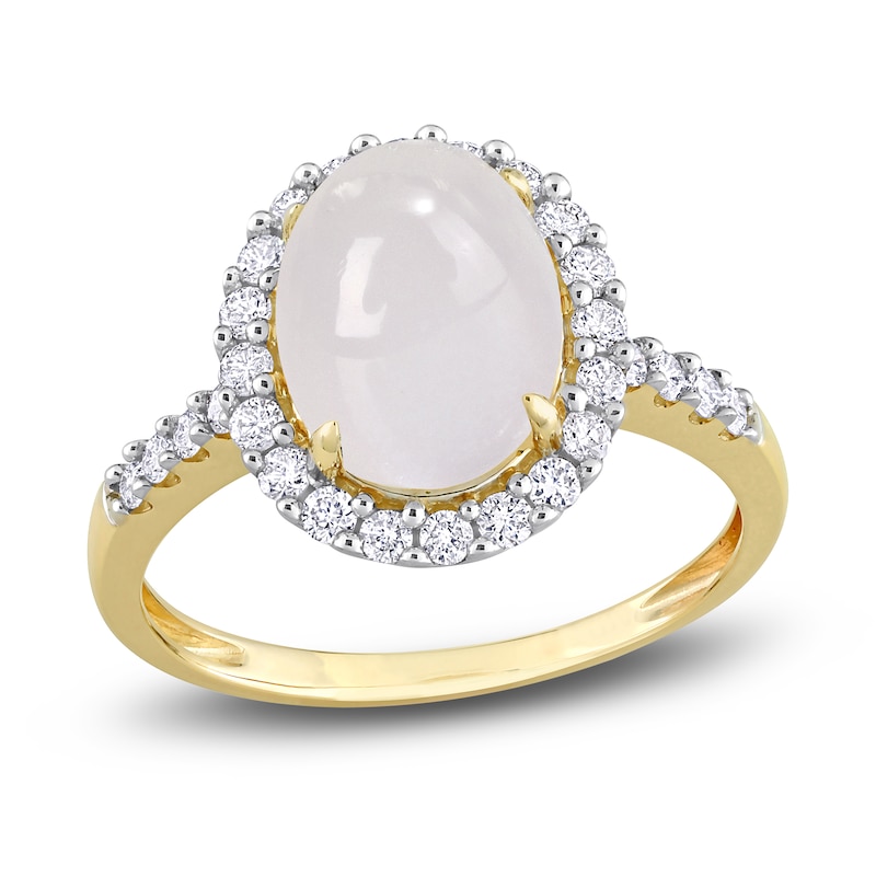 Main Image 1 of Natural White Moonstone Ring 3/8 ct tw Round 14K Yellow Gold