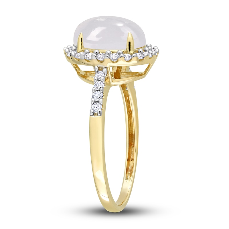Main Image 2 of Natural White Moonstone Ring 3/8 ct tw Round 14K Yellow Gold