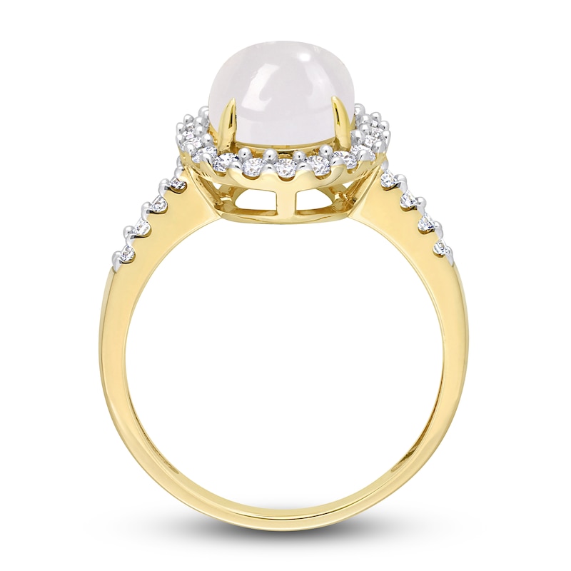 Natural White Moonstone Ring 3/8 ct tw Round 14K Yellow Gold