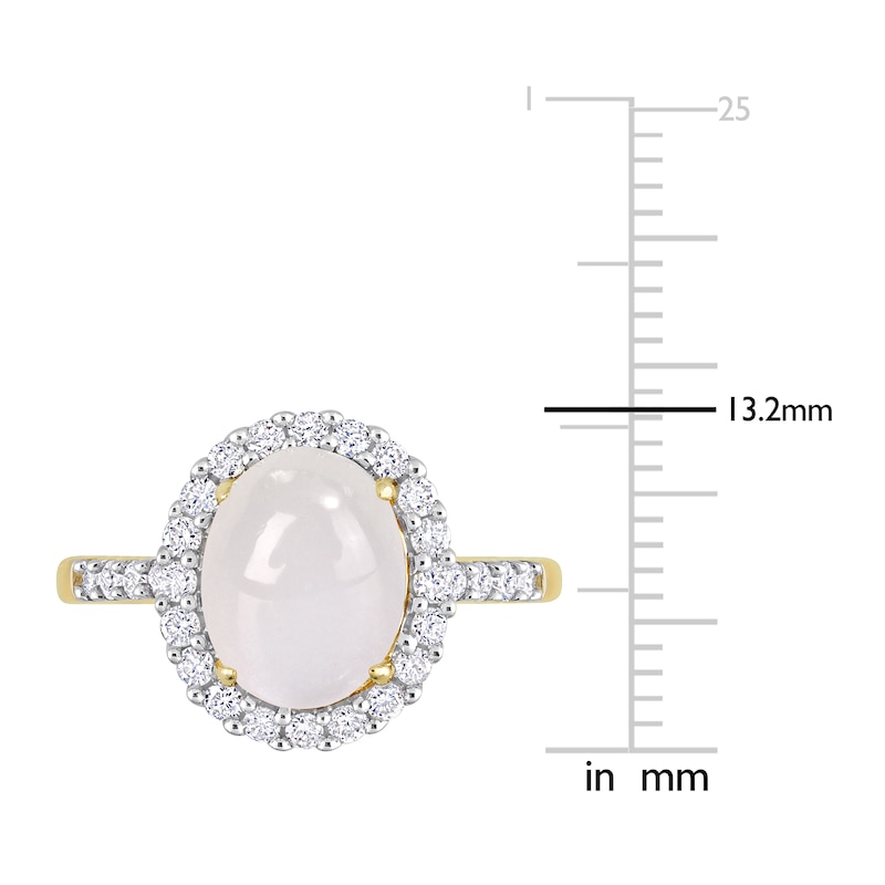 Natural White Moonstone Ring 3/8 ct tw Round 14K Yellow Gold