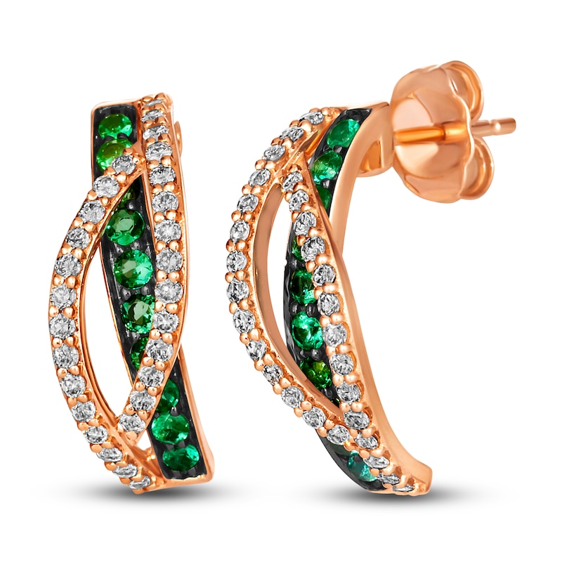 Le Vian Natural Emerald Earrings 3/8 ct tw Round 14K Strawberry Gold