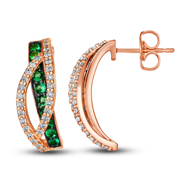 Main Image 2 of Le Vian Natural Emerald Earrings 3/8 ct tw Round 14K Strawberry Gold