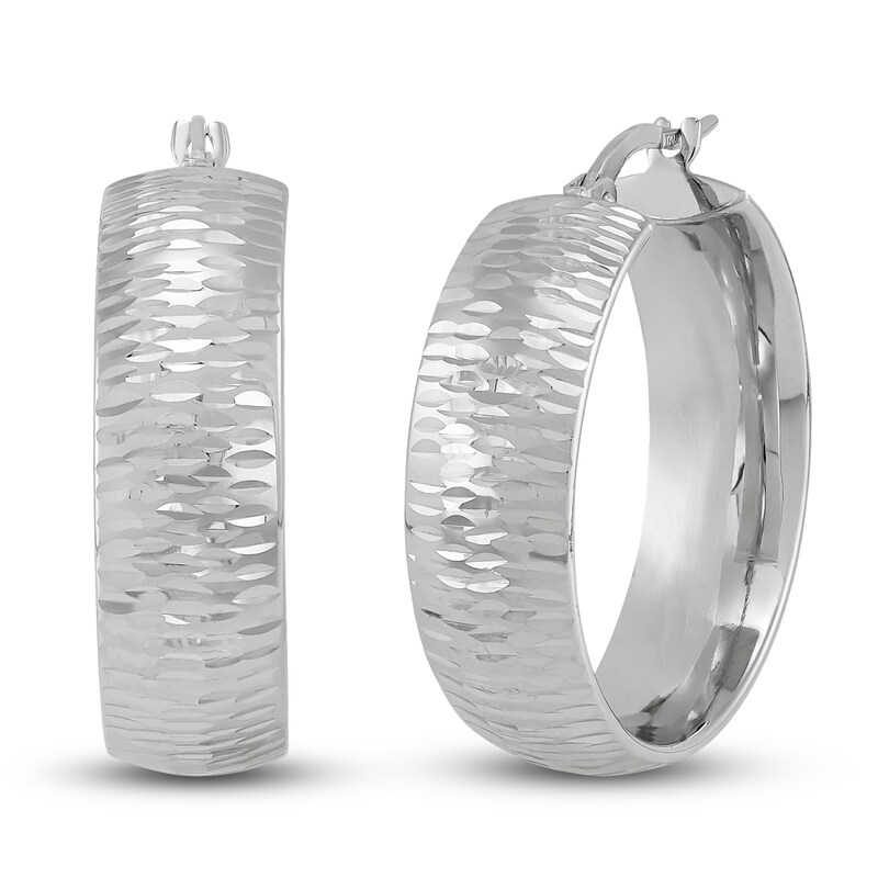 Tube Hoop Earrings 10K White Gold 20mm