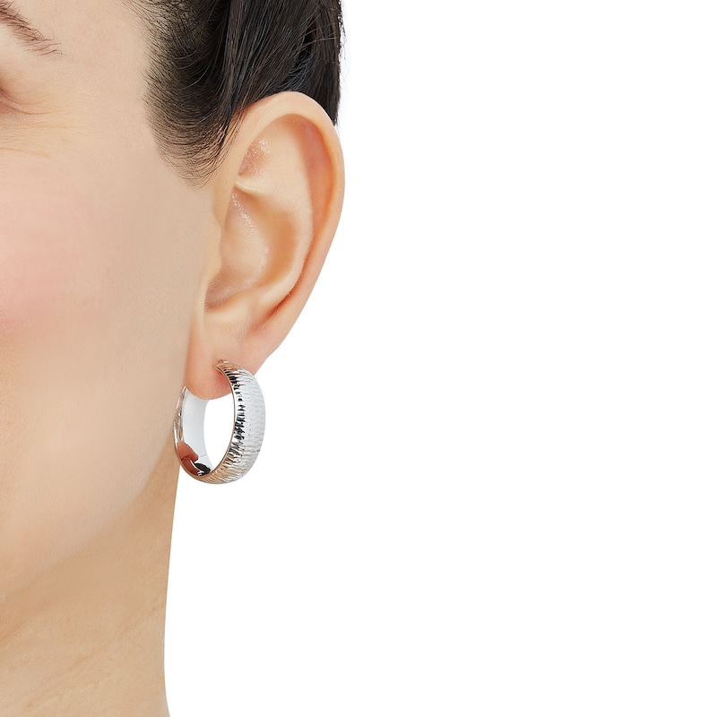 Tube Hoop Earrings 10K White Gold 20mm