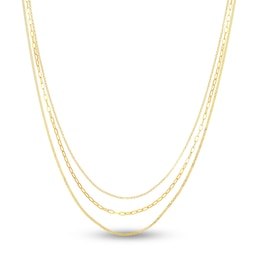 Paperclip, Curb & Rolo Chain Necklace 14K Yellow Gold 18"