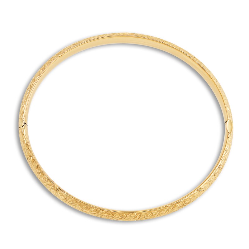 Main Image 2 of Diamond Cut Hollow Bangle Bracelet 14K Yellow Gold