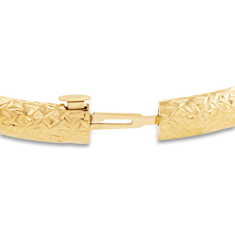 Diamond Cut Hollow Bangle Bracelet 14K Yellow Gold