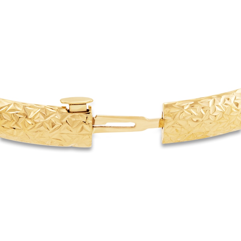 Main Image 3 of Diamond Cut Hollow Bangle Bracelet 14K Yellow Gold
