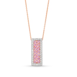 Kallati Natural Pink Sapphire Necklace 1/3 ct tw Diamonds 14K Rose Gold