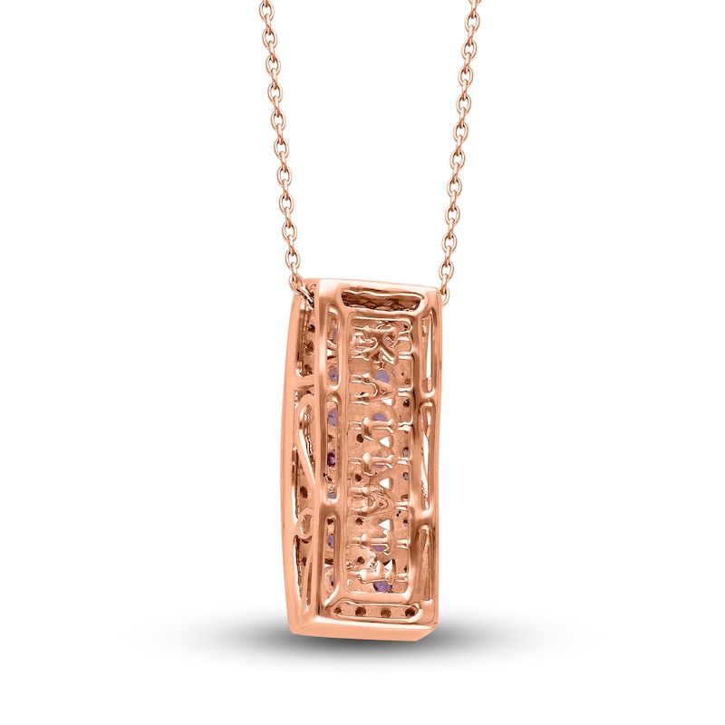 Main Image 3 of Kallati Round-Cut Natural Pink Sapphire Necklace 1/3 ct tw Diamonds 14K Rose Gold 18"