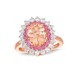 Kallati Oval-Cut Natural Morganite & Round-Cut Natural Pink Sapphire Ring 3/4 ct tw Diamonds 14K Rose Gold