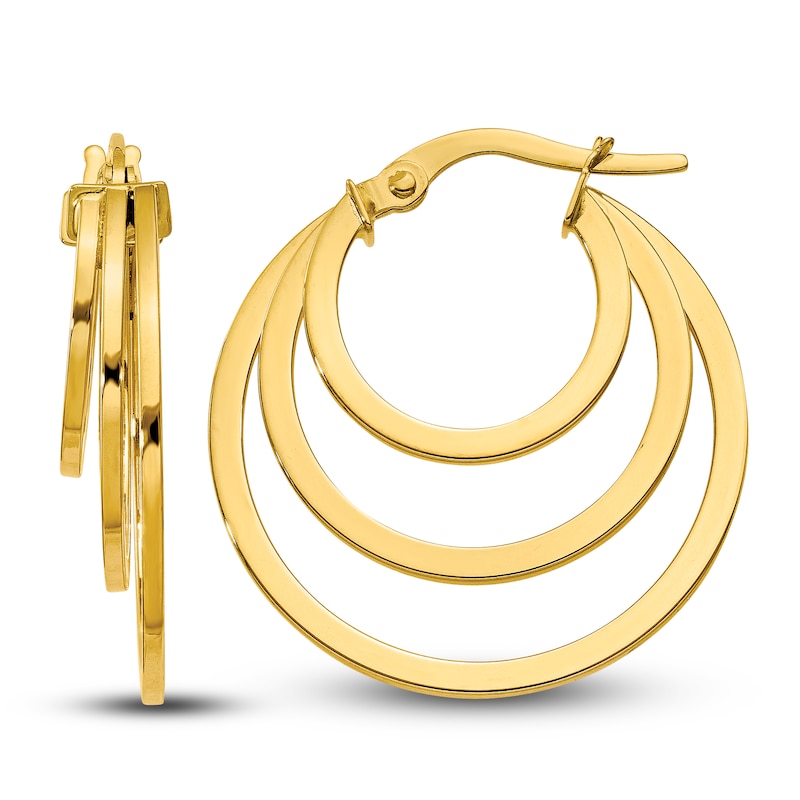 Triple Hoop Earrings 14K Yellow Gold