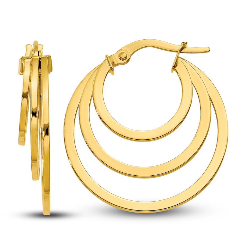 Main Image 1 of Triple Hoop Earrings 14K Yellow Gold
