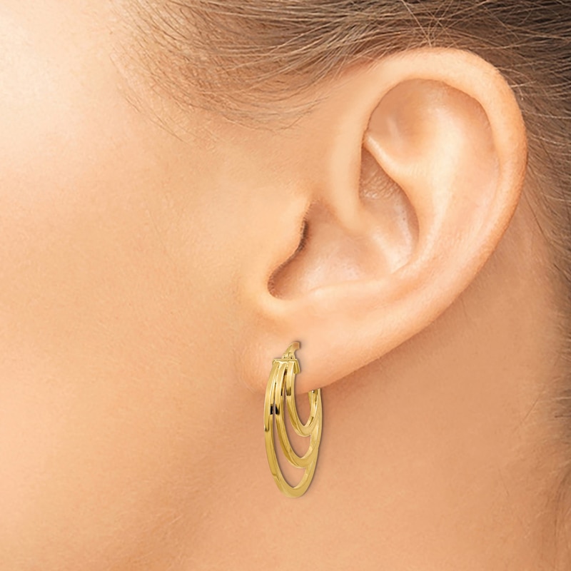 Main Image 3 of Triple Hoop Earrings 14K Yellow Gold