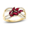 Thumbnail Image 0 of LALI Jewels Natural Ruby Flower Ring 1/5 ct t Diamonds 14K Yellow Gold