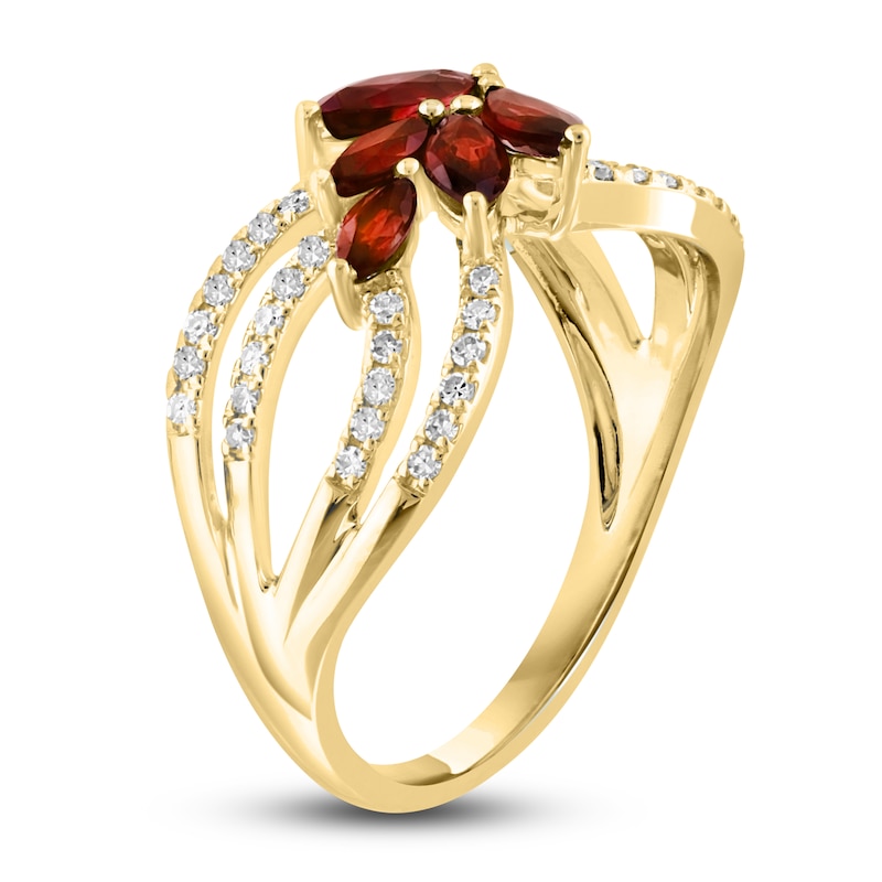 Main Image 2 of LALI Jewels Natural Ruby Flower Ring 1/5 ct t Diamonds 14K Yellow Gold