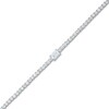 Thumbnail Image 2 of Lab-Grown Diamond Tennis Bracelet 4 ct tw Emerald/Round 14K White Gold 7"