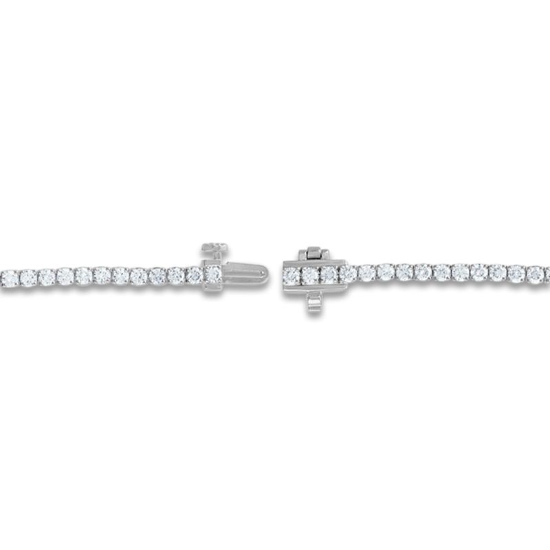 Main Image 3 of Lab-Grown Diamond Tennis Bracelet 4 ct tw Emerald/Round 14K White Gold 7"