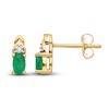 LALI Jewels Natural Emerald Earrings Diamond Accents 14K Yellow Gold