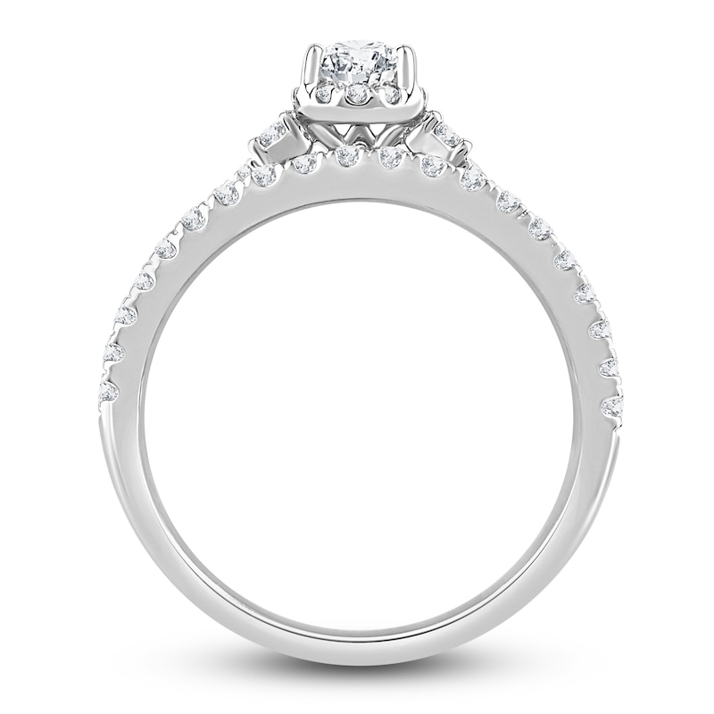 Main Image 2 of Diamond Halo Bridal Set 1 ct tw Pear/Round 14K White Gold