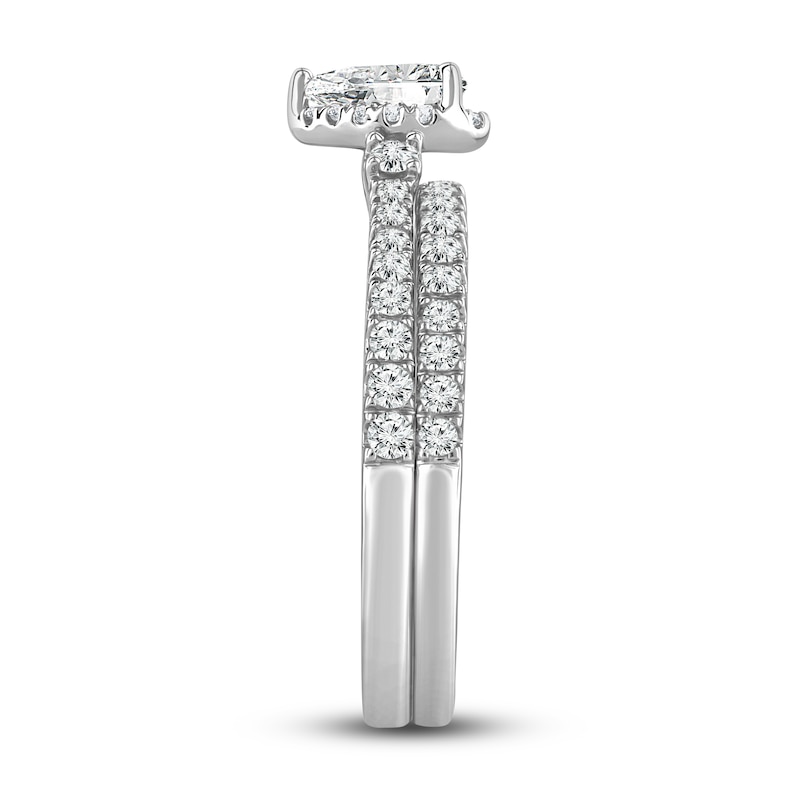 Main Image 3 of Diamond Halo Bridal Set 1 ct tw Pear/Round 14K White Gold