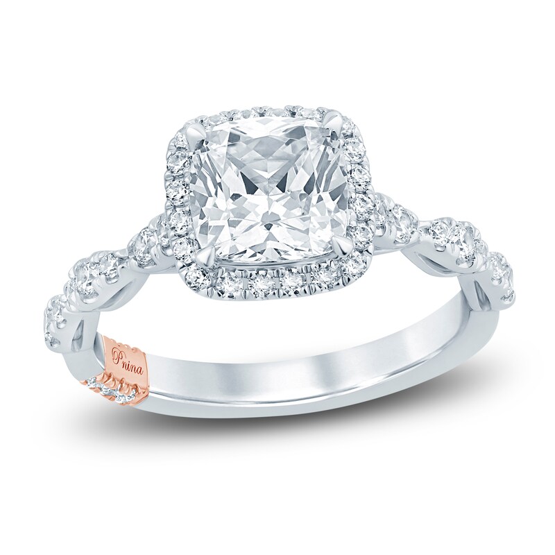 Pnina Tornai Diamond Engagement Ring 2-1/2 ct tw Cushion/Round 14K White Gold