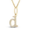 Thumbnail Image 2 of Diamond Initial D Pendant Necklace 1/20 ct tw Round 10K Yellow Gold 18"