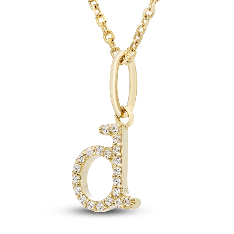 Main Image 2 of Diamond Initial D Pendant Necklace 1/20 ct tw Round 10K Yellow Gold 18"
