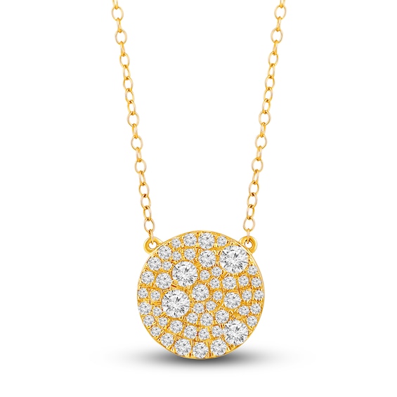 Diamond Necklace 34 ct tw Round 14K Yellow Gold 18