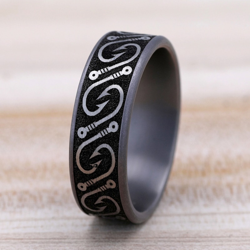 Main Image 4 of Fish Hook Wedding Band Tantalum/Titanium 7.5mm