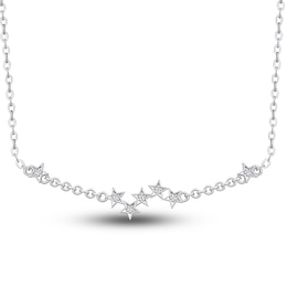 Star Necklace Diamond Accents 14K White Gold 18"