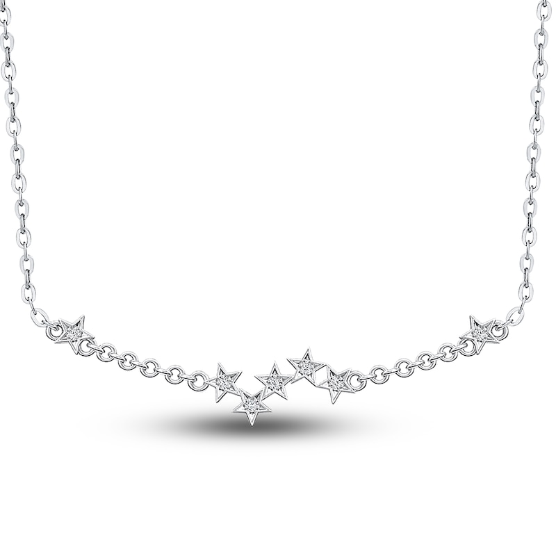 Main Image 1 of Star Necklace Diamond Accents 14K White Gold 18"