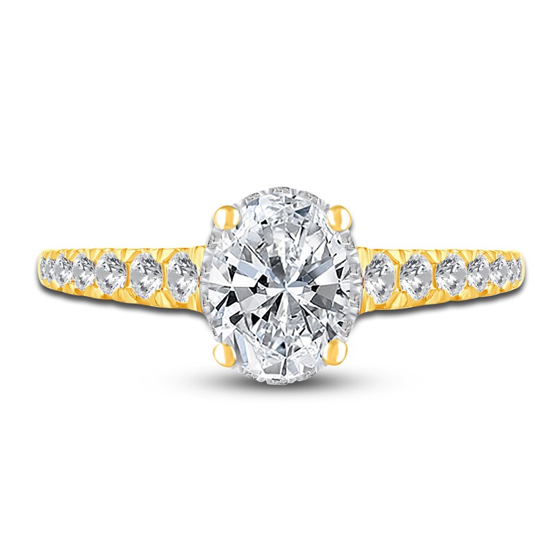 Main Image 3 of Diamond Halo Engagement Ring 1-3/8 ct tw Oval/Round 14K Yellow Gold