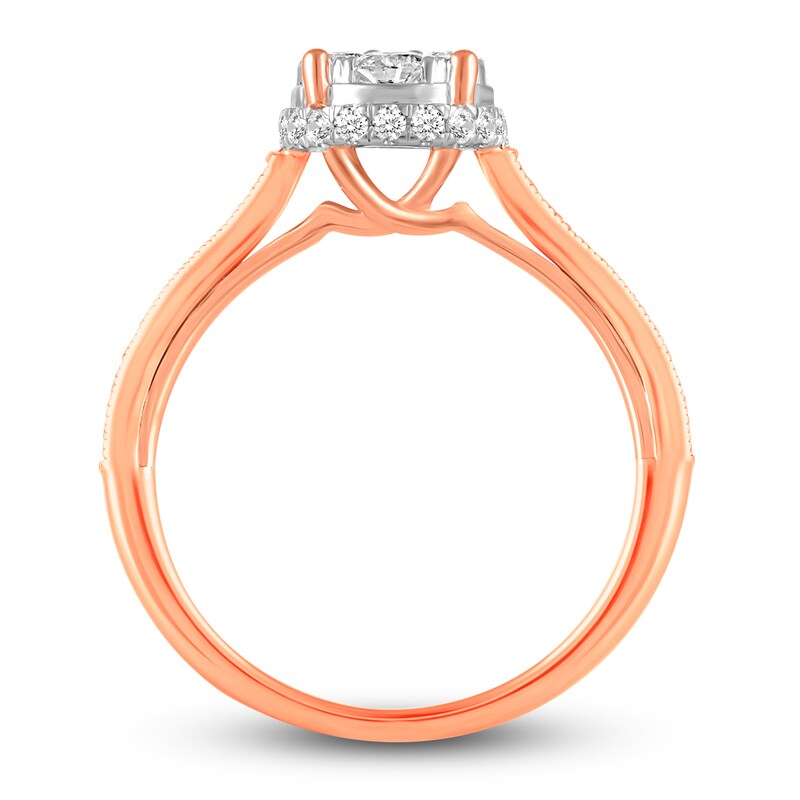 Main Image 2 of Diamond Halo Engagement Ring 3/4 ct tw Round 14K Rose Gold
