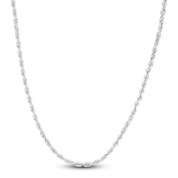Solid Diamond-Cut Rope Chain Necklace 14K White Gold 20" 2.0mm