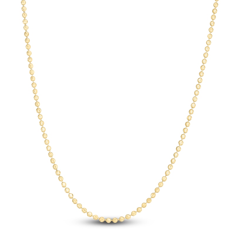 Beaded Chain Necklace 14K Yellow Gold 24" 2.5mm