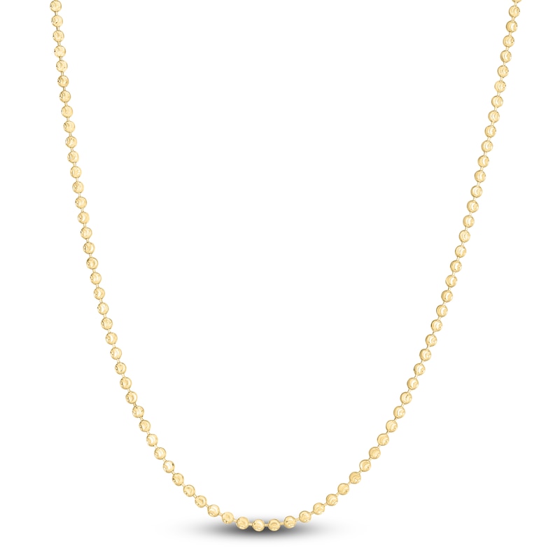 Main Image 1 of Solid Beaded Chain Necklace 14K Yellow Gold 24" 2.5mm