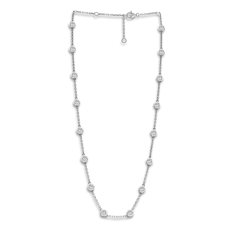 Main Image 1 of Diamond Station Necklace 4 ct tw Round 14K White Gold 18"