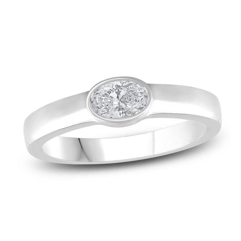 Diamond Solitaire Engagement Ring 1/2 ct tw Oval 14K White Gold (I/SI2)