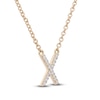 Thumbnail Image 2 of Diamond Letter X Necklace 1/10 ct tw Round 14K Yellow Gold 16.75"