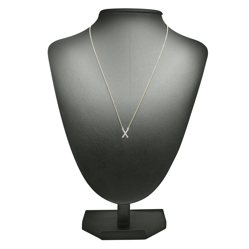 Main Image 3 of Diamond Letter X Necklace 1/10 ct tw Round 14K Yellow Gold 16.75"